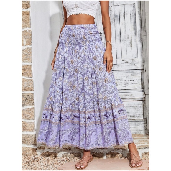 Boho Paisley Print Cottagecore Maxi Skirt - Picture 6 of 10